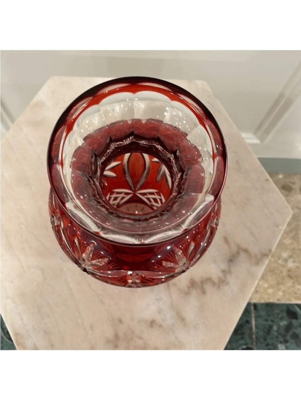 Avitra Red Cut Crystal Decorative Vase - Classic Home Accent